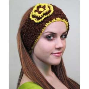  handmade headband flower design brown and yellow color 