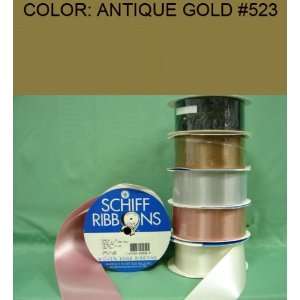   SINGLE FACE SATIN RIBBON Antique Gold #523 1/4~USA 