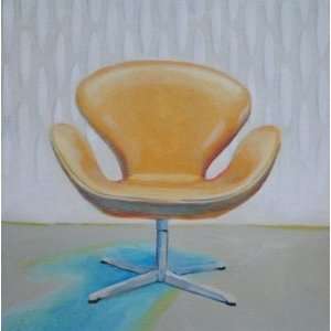 Arne Jacobsen Swan Chair, Original Painting, Home Decor 