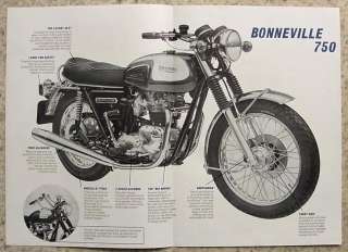 TRIUMPH BONNEVILLE 750 MOTORCYCLE Sales Brochure 1973  
