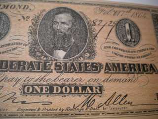 Confederate States of America Richmond Bills Bill Money 100 1 1864 