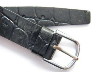 Black alligator grain genuine leather watch band 12 mm  
