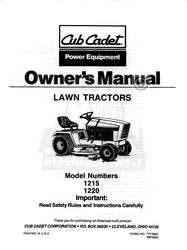 IH CUB CADET Model 1215 1220 Owners Operators Manual  