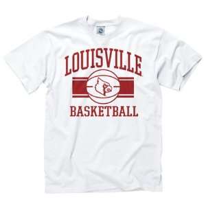 Louisville Cardinals White Wide Stripe Basketball T Shirt