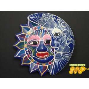 Dia de Los Muertos Sun & Moon Ceramic Plaque [Guerrero MEXICO] Folk 