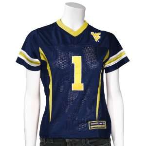  West Virginia Mountaineers #1 Navy Ladies Pregame Stripe 