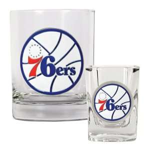  Philadelphia 76ers NBA Rocks Glass & Square Shot Glass Set 