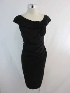 New Niteline Black Jersey Rosette Sheath Dress 14W $178  