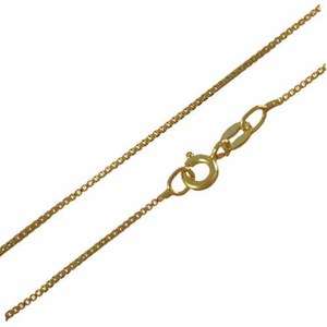 18K Gold Over Silver Box Chain Necklace, 141618202430  