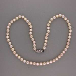 18 INCH 6MM FINE JAPANESE CULTURED PEARL NECKLACE 14K WHITE GOLD CATCH 