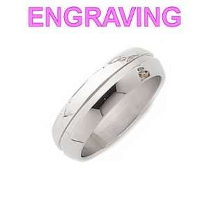 Mens Stainless Steel Chic Modern 6 mm Wide Band Ring   Your Message 