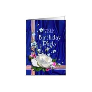  78th Birthday Party Invitation White Rose Card Toys 