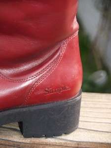 Red Leather Boots by SIMPLE Sz 8 US / 39 Euro  