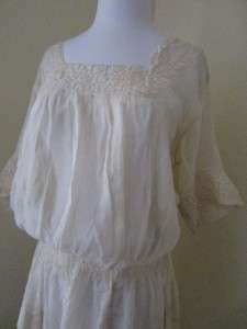 Vintage 1800s 1900 Antique Sheer Off White Lace Dress Victorian 