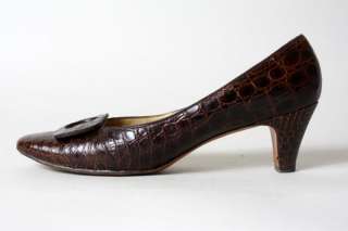 Vtg 50s/60s Andrew Geller Alligator Leather Heels 8 EXC  
