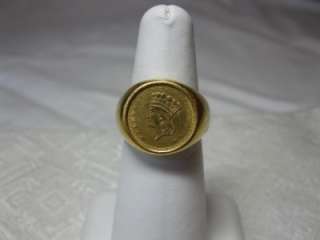 Rare 1862 Indian Princess Head 1 Dollar US Gold Coin Ring 22K 17.7 gm 