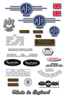 1963 66 Model 14CSR,16,16C,18S,18CS   AJS DECAL SET  