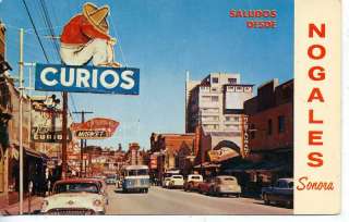 1950s CARS NOGALES SONORA MEXICO DOWNTOWN POSTCARD  
