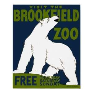  Visit The Brookfield Zoo Polar Bear Vintage Posters