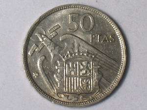 1957 SPAIN 50 PESETAS COIN  