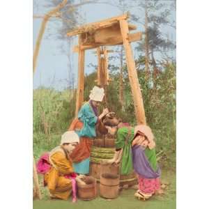  Washing Rice at the Well 28x42 Giclee on Canvas