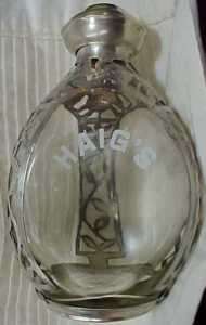Haig’s Scotch Glass Decanter Sterling Silver Overlay  