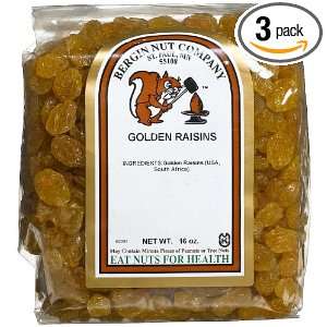 Bergin Nut Company Raisins Golden, 16 Ounce Bags (Pack of 3)  