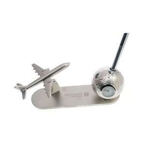  GA403    Metal Airplane Pen Holder and Globe Clock