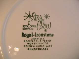 Vintage Royal China USA Star Glow 4 Retro Dinner Plates  