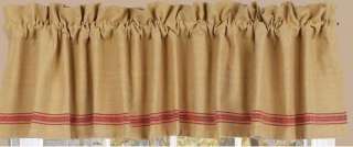 Bar HarborTicking Coral & Tan Cotton Lined Window Valance 72W x 