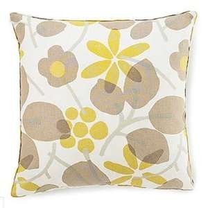  Bethe Flower Linen Square Pillow in Light Brown