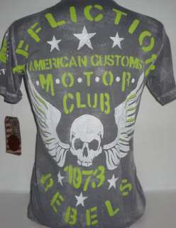   MMA American Customs Motor Club Rebels Gray Mens Tee Shirt L  