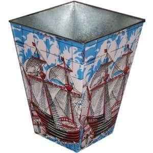  World Traveller Waste Basket. This metal wastebasket is 