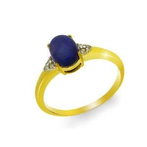  9ct Yellow Gold Black Opal & Diamond Ring Size 7 Jewelry