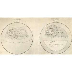 1905 Print Globe Map World Strabo Mela Ancient Exploration Cartography 