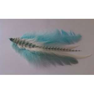    5pc Bahama Blue Grizzly Feather Hair Extension 