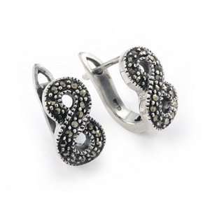  Marcasite 8 Shape Huggie Earrings Jewelry