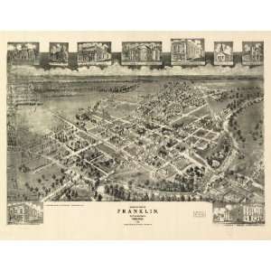Historic Panoramic Map Birds eye view of Franklin, Southampton Co 
