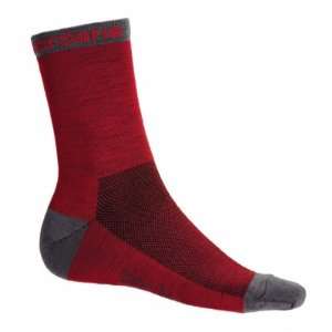   Wool Cycling Socks   Red w/ Grey Accents   GI SOCK WOOL RDGY Sports