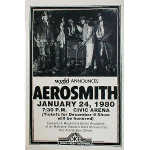 Rare Limited Aerosmith 1980 Live Civic Arena Concert Poster Print 
