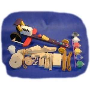  Dragster Wood Craft Kit, With Paint, Glue and Brush Toys 