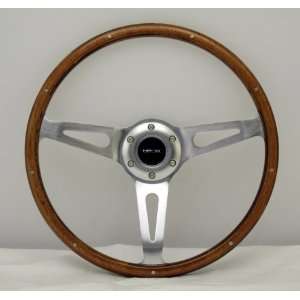  NRG Steering Wheel Classic Wood Grain Chrome Spokes 365mm 
