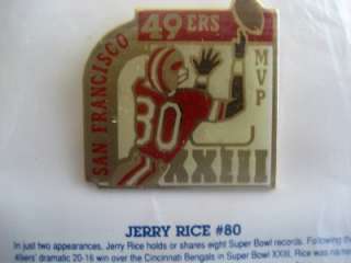   49ers Jerry Rice #80Unocal 76 Pin Original Card Super Bowl XXIII