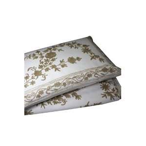   Beige & White Indian Crewel Embroidery Bedcover Set