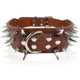 The spiked collars are constructed of premium quality PU leather with 
