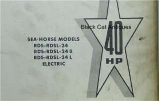   Catalog 40 HP Sea Horse RDS RDSL 24, 24B, 24L Electric Used  
