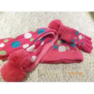  3 Pc girls pink winter hat, scarf, and gloves Everything 
