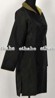 Womens Reversible Full Length Jacket Blazer Slim Coat Black/Green M/Sz 