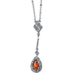  14K White Gold Fire Opal and Diamond Necklace Jewelry