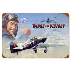  Wings For Victory Aviation Vintage Metal Sign   Victory 